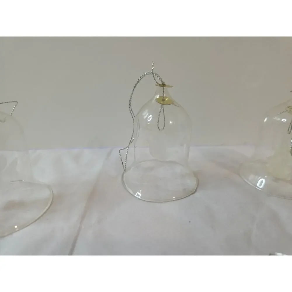 Vintage Christmas Ornaments Frosty Sparkly Icicles & 4 Glass Bells Star Angel